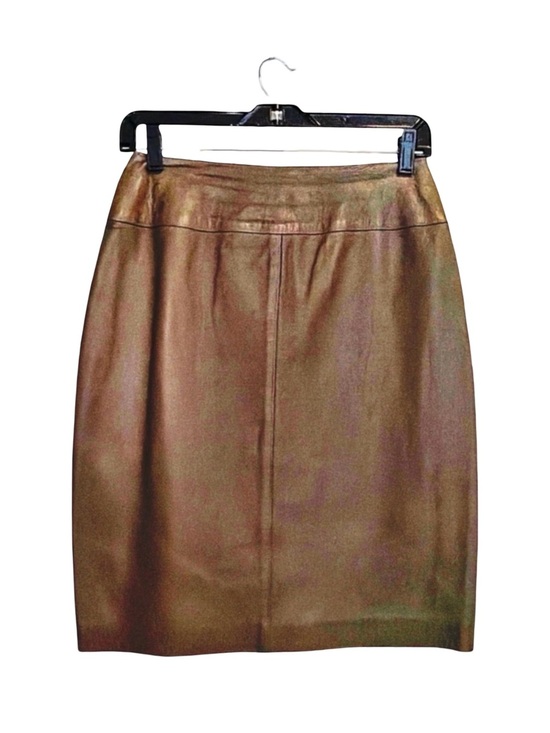 Carlisle Dresses & Skirts - Carlisle Genuine Leather Pencil Skirt Bronze Metallic Luxury Career Classic | 6